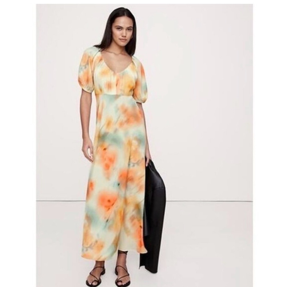 Size 6 Tall - Banana Republic Tie-Dye Puff Sleeve Dress